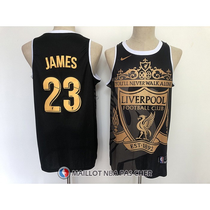 Maillot Los Angeles Lakers LeBron James No 23 Liverpool Noir